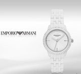 Buy Shop Emporio Armani Ceramic White Dial White Ceramic Bracelet Watch For Women - AR1477 USA Online