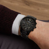 Buy Shop Emporio Armani Ceramica Chronograph Black Dial Black Steel Strap Watch For Men - AR1451 USA Online