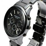 Buy Shop Emporio Armani Ceramica Chronograph Black Dial Black Steel Strap Watch For Men - AR1451 USA Online
