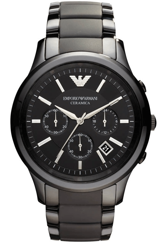 Buy Shop Emporio Armani Ceramica Chronograph Black Dial Black Strap Watch For Men - AR1452 USA Online