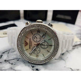Buy Shop Emporio Armani Ceramica Chronograph White Dial White Ceramic Strap Watch For Women - AR1456 USA Online