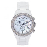 Buy Shop Emporio Armani Ceramica Chronograph White Dial White Ceramic Strap Watch For Women - AR1456 USA Online