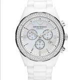 Buy Shop Emporio Armani Ceramica Chronograph White Dial White Ceramic Strap Watch For Women - AR1456 USA Online