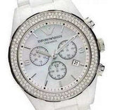 Buy Shop Emporio Armani Ceramica Chronograph White Dial White Ceramic Strap Watch For Women - AR1456 USA Online