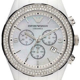 Buy Shop Emporio Armani Ceramica Chronograph White Dial White Ceramic Strap Watch For Women - AR1456 USA Online