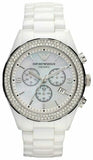 Buy Shop Emporio Armani Ceramica Chronograph White Dial White Ceramic Strap Watch For Women - AR1456 USA Online