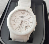 Buy Shop Emporio Armani Ceramica Chronograph White Dial White Strap Watch For Men - AR1453 USA Online