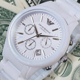 Buy Shop Emporio Armani Ceramica Chronograph White Dial White Strap Watch For Men - AR1453 USA Online