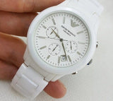 Buy Shop Emporio Armani Ceramica Chronograph White Dial White Strap Watch For Men - AR1453 USA Online
