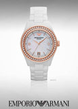 Buy Shop Emporio Armani Ceramica Mother of Pearl Dial White Ceramic Dial Watch For Women - AR1472 USA Online