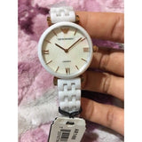 Buy Shop Emporio Armani Ceramica Mother of Pearl Dial White Ceramic Strap Watch For Women - AR1486 USA Online