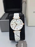 Buy Shop Emporio Armani Ceramica Mother of Pearl Dial White Ceramic Strap Watch For Women - AR1486 USA Online