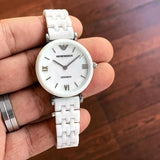 Buy Shop Emporio Armani Ceramica Mother of Pearl Dial White Ceramic Strap Watch For Women - AR1486 USA Online