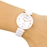Buy Shop Emporio Armani Ceramica Mother of Pearl Dial White Ceramic Strap Watch For Women - AR1486 USA Online
