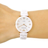 Buy Shop Emporio Armani Ceramica Mother of Pearl Dial White Ceramic Strap Watch For Women - AR1486 USA Online