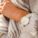 Buy Shop Emporio Armani Ceramica Mother of Pearl Dial White Ceramic Strap Watch For Women - AR1486 USA Online