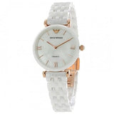 Buy Shop Emporio Armani Ceramica Mother of Pearl Dial White Ceramic Strap Watch For Women - AR1486 USA Online