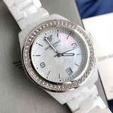 Buy Shop Emporio Armani Ceramica White Mother of Pearl Dial Stainless Steel Strap Watch For Women - AR1426 USA Online