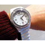 Buy Shop Emporio Armani Ceramica White Mother of Pearl Dial Stainless Steel Strap Watch For Women - AR1426 USA Online