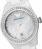 Buy Shop Emporio Armani Ceramica White Mother of Pearl Dial Stainless Steel Strap Watch For Women - AR1426 USA Online