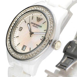 Buy Shop Emporio Armani Ceramica White Mother of Pearl Dial Stainless Steel Strap Watch For Women - AR1426 USA Online