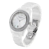 Buy Shop Emporio Armani Ceramica White Mother of Pearl Dial Stainless Steel Strap Watch For Women - AR1426 USA Online