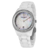Buy Shop Emporio Armani Ceramica White Mother of Pearl Dial Stainless Steel Strap Watch For Women - AR1426 USA Online
