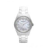Buy Shop Emporio Armani Ceramica White Mother of Pearl Dial Stainless Steel Strap Watch For Women - AR1426 USA Online