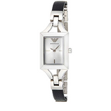 Buy Shop Emporio Armani Chiara Analog Silver Dial Black Leather Strap Watch For Women - AR7372 USA Online