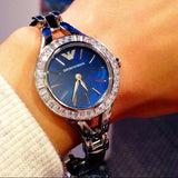 Buy Shop Emporio Armani Chiara Blue Dial Blue Leather Strap Watch for Women - AR7330 USA Online
