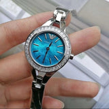 Buy Shop Emporio Armani Chiara Blue Dial Blue Leather Strap Watch for Women - AR7330 USA Online