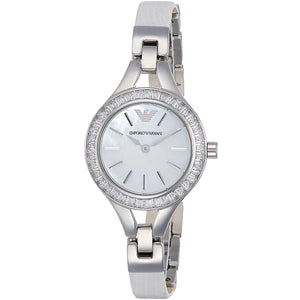 Buy Shop Emporio Armani Chiara Mother of Pearl Dial White Leather Strap Watch for Women - AR7353 USA Online