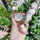 Buy Shop Emporio Armani Chiara Quartz Crystals White Dial Rose Gold Leather Strap Watch For Women - AR7437 USA Online