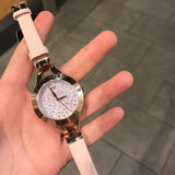 Buy Shop Emporio Armani Chiara Quartz Crystals White Dial Rose Gold Leather Strap Watch For Women - AR7437 USA Online