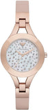 Buy Shop Emporio Armani Chiara Quartz Crystals White Dial Rose Gold Leather Strap Watch For Women - AR7437 USA Online