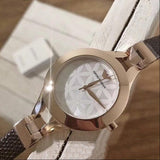 Buy Shop Emporio Armani Chiara Silver Dial Brown Leather Strap Watch for Women - AR7431 USA Online