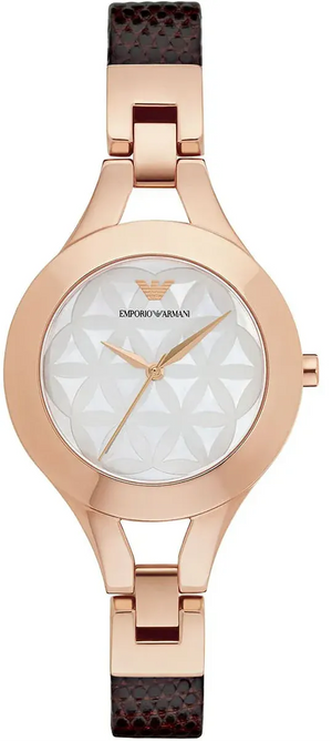 Buy Shop Emporio Armani Chiara Silver Dial Brown Leather Strap Watch for Women - AR7431 USA Online