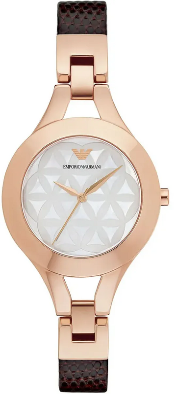 Buy Shop Emporio Armani Chiara Silver Dial Brown Leather Strap Watch for Women - AR7431 USA Online