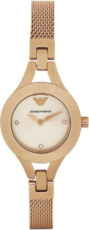 Buy Shop Emporio Armani Chiara Silver Dial Rose Gold Steel Strap Watch For Women - AR7362 USA Online