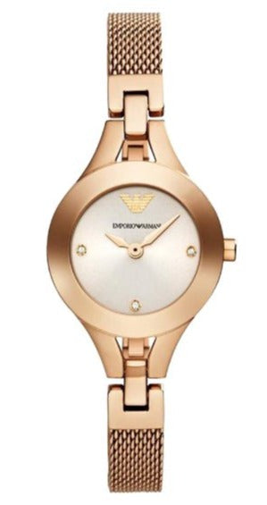 Buy Shop Emporio Armani Chiara Silver Dial Rose Gold Steel Strap Watch For Women - AR7362 USA Online