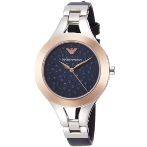 Buy Shop Emporio Armani Chiara Two Tone Dial Black Leahter Strap Watch for Women - AR7436 USA Online