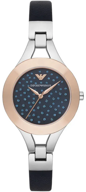Buy Shop Emporio Armani Chiara Two Tone Dial Black Leahter Strap Watch for Women - AR7436 USA Online