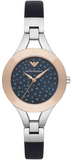 Buy Shop Emporio Armani Chiara Two Tone Dial Black Leahter Strap Watch for Women - AR7436 USA Online