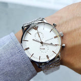 Buy Shop Emporio Armani Chonograph SIlver Dial Silver Steel Strap Watch For Men - AR1933 USA Online