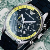 Buy Shop Emporio Armani Chronograph Black Dial Black Rubber Strap Watch For Men - AR5865 USA Online
