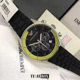 Buy Shop Emporio Armani Chronograph Black Dial Black Rubber Strap Watch For Men - AR5865 USA Online