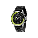 Buy Shop Emporio Armani Chronograph Black Dial Black Rubber Strap Watch For Men - AR5865 USA Online