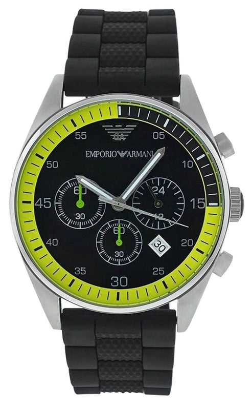 Buy Shop Emporio Armani Chronograph Black Dial Black Rubber Strap Watch For Men - AR5865 USA Online