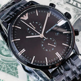 Buy Shop Emporio Armani Chronograph Black Dial Black Steel Strap Watch For Men - AR1934 USA Online