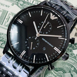 Buy Shop Emporio Armani Chronograph Black Dial Black Steel Strap Watch For Men - AR1934 USA Online